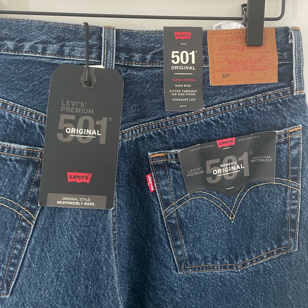 LEVI 501 STRAIGHT LEG DARK WASH JEANS